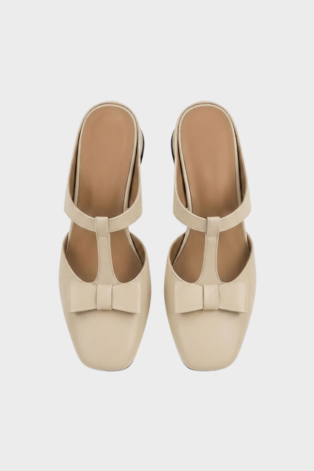 Damen Mary Jane Pumps Schleife eckige Spitze – Sicht von oben