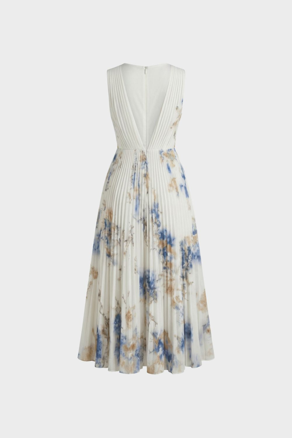 Damen Midikleid Plissee V-Ausschnitt – Detail-Ansicht