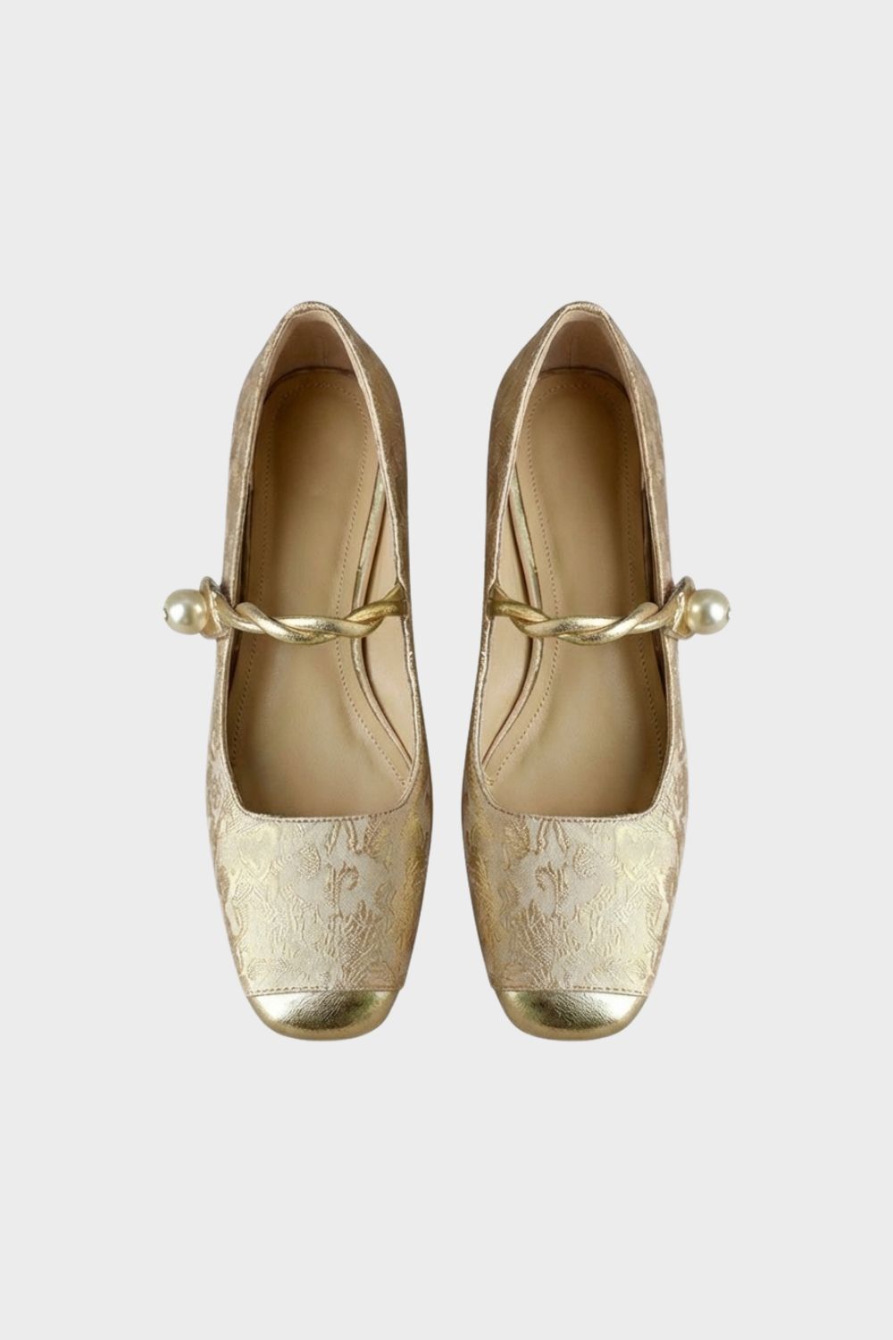 Damen Mary-Jane-Ballerinas Perlenriemen – Sicht von oben