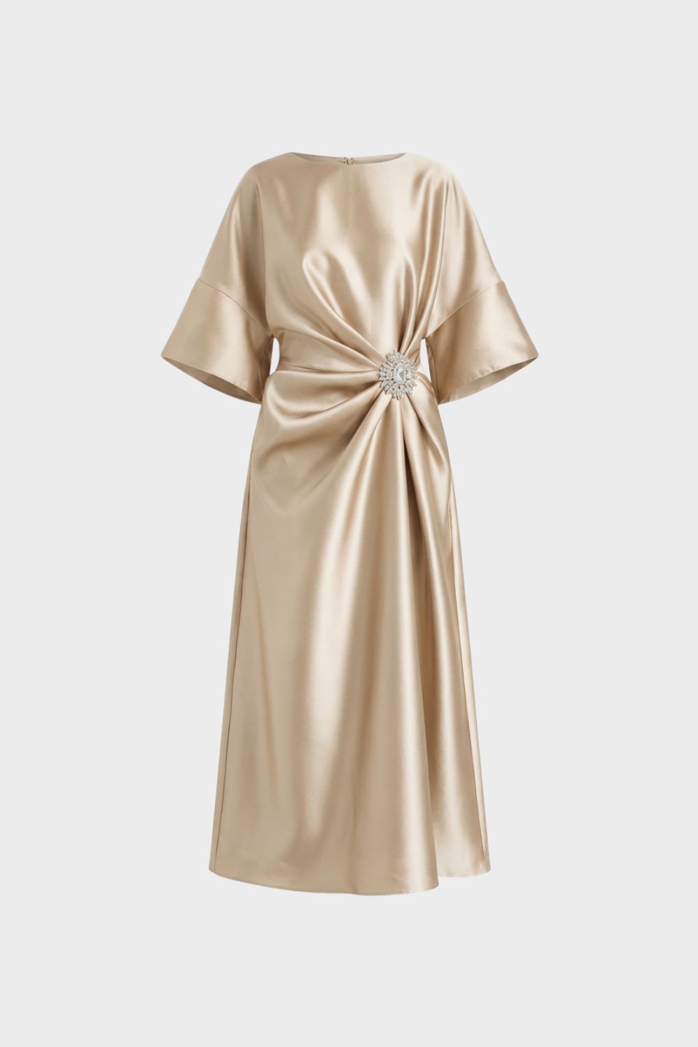 Damen Satin-Abendkleid Drapierung – Material-Detail