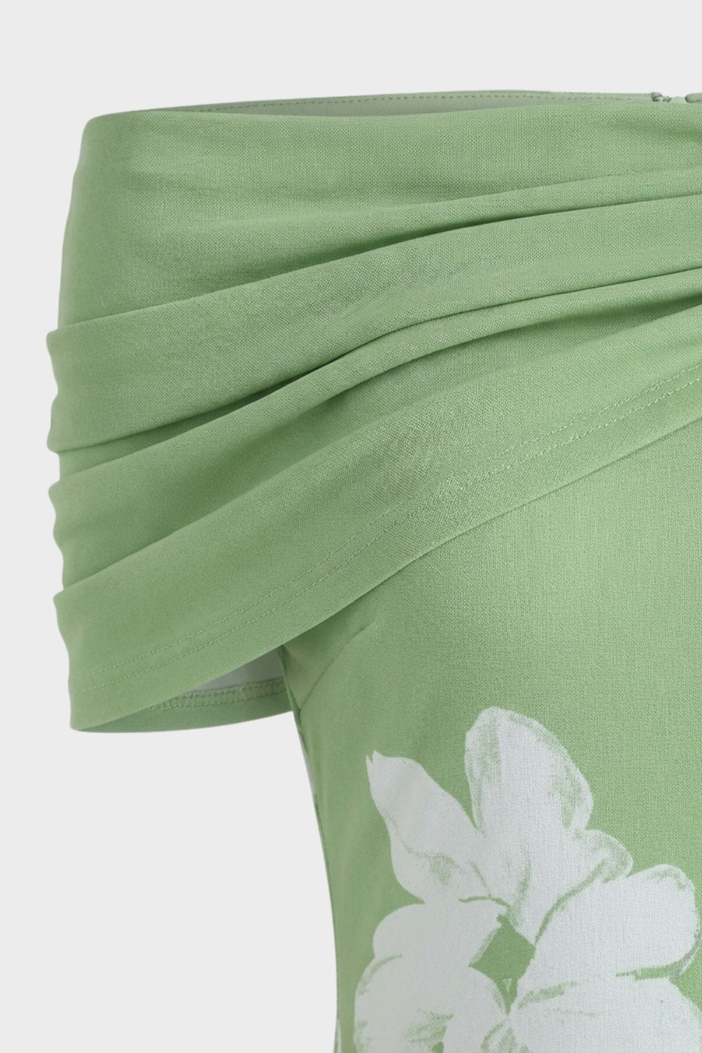 Damen Off-Shoulder Maxikleid Blumenprint – Detail-Ansicht
