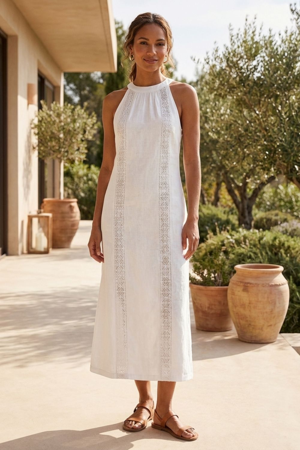 Damen Maxikleid Mock-Neck ärmellos – Sicht von oben