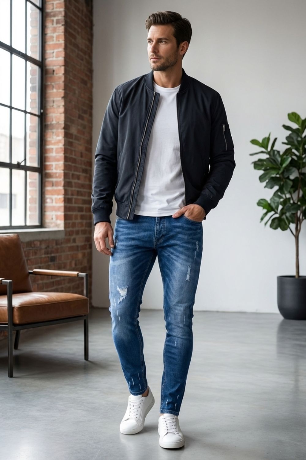 Herren Skinny Jeans Used-Distressed – Sicht von oben