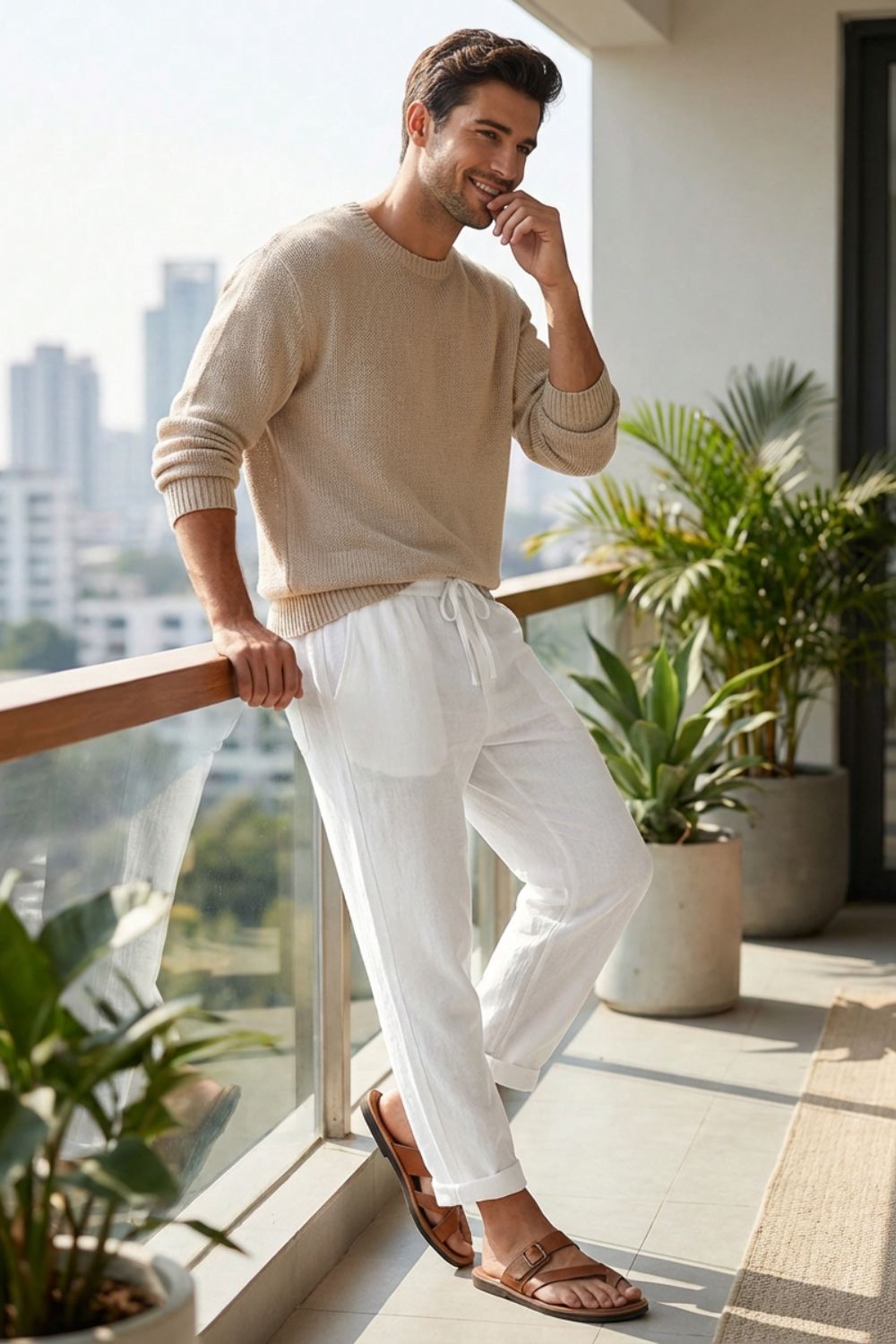 Herren Relaxed-Linenhose Loose-Fit – Detail Verarbeitung