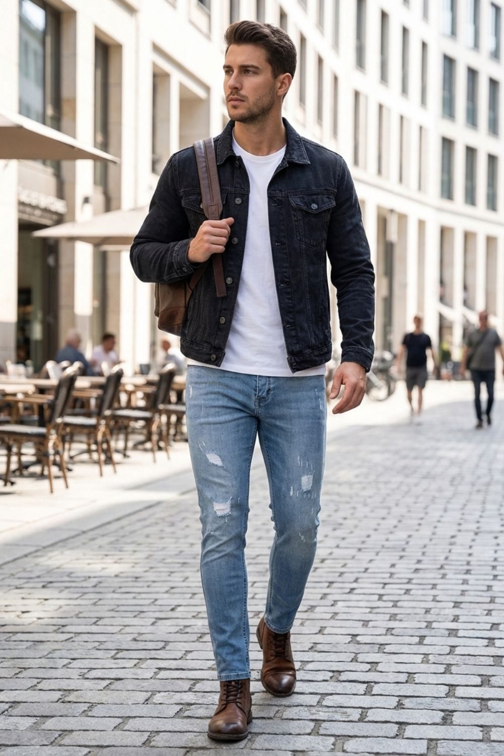 Herren Skinny Jeans Used-Distressed – Trage-Detail