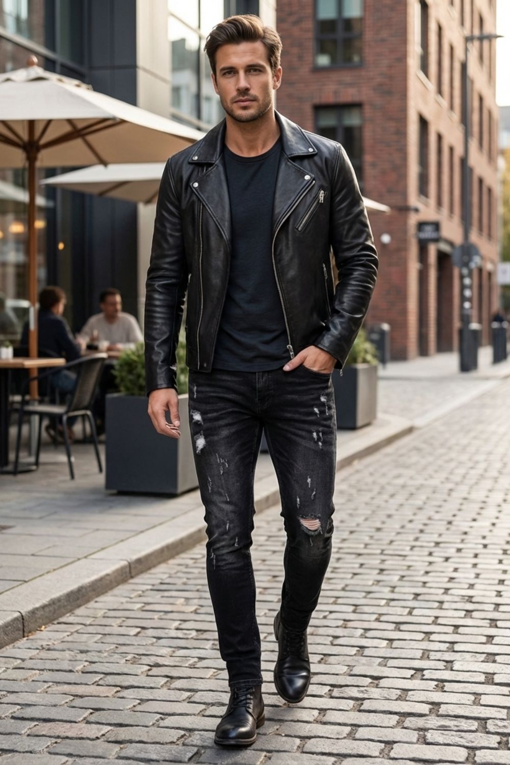 Herren Skinny Jeans Used-Distressed – Stoff-Detail
