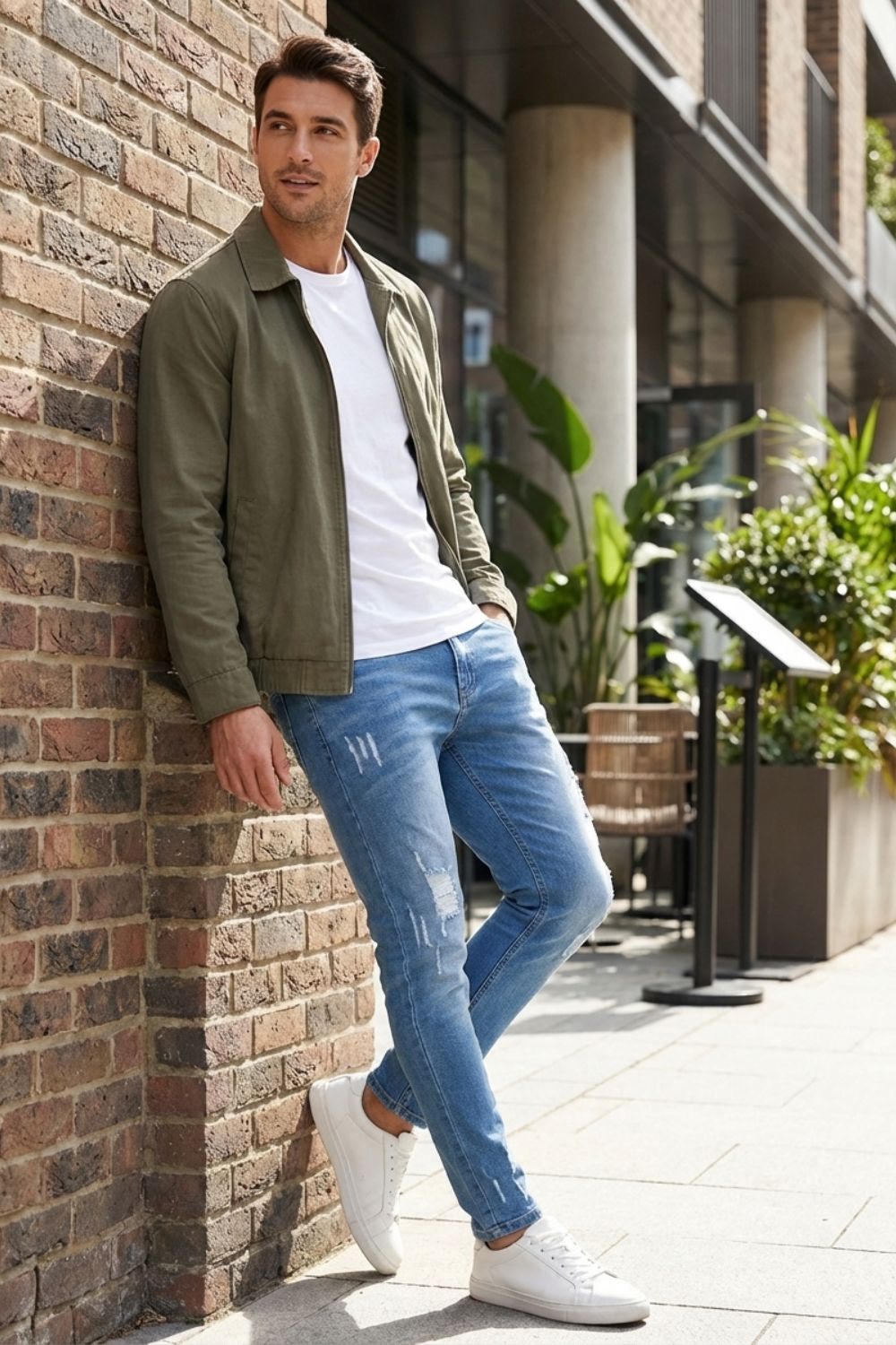 Herren Skinny Jeans Used-Distressed – Color-Detail