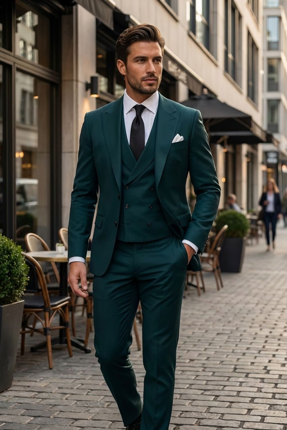 Herren Dreiteiler Spitzen-Revers V-Weste – Styling-Inspiration
