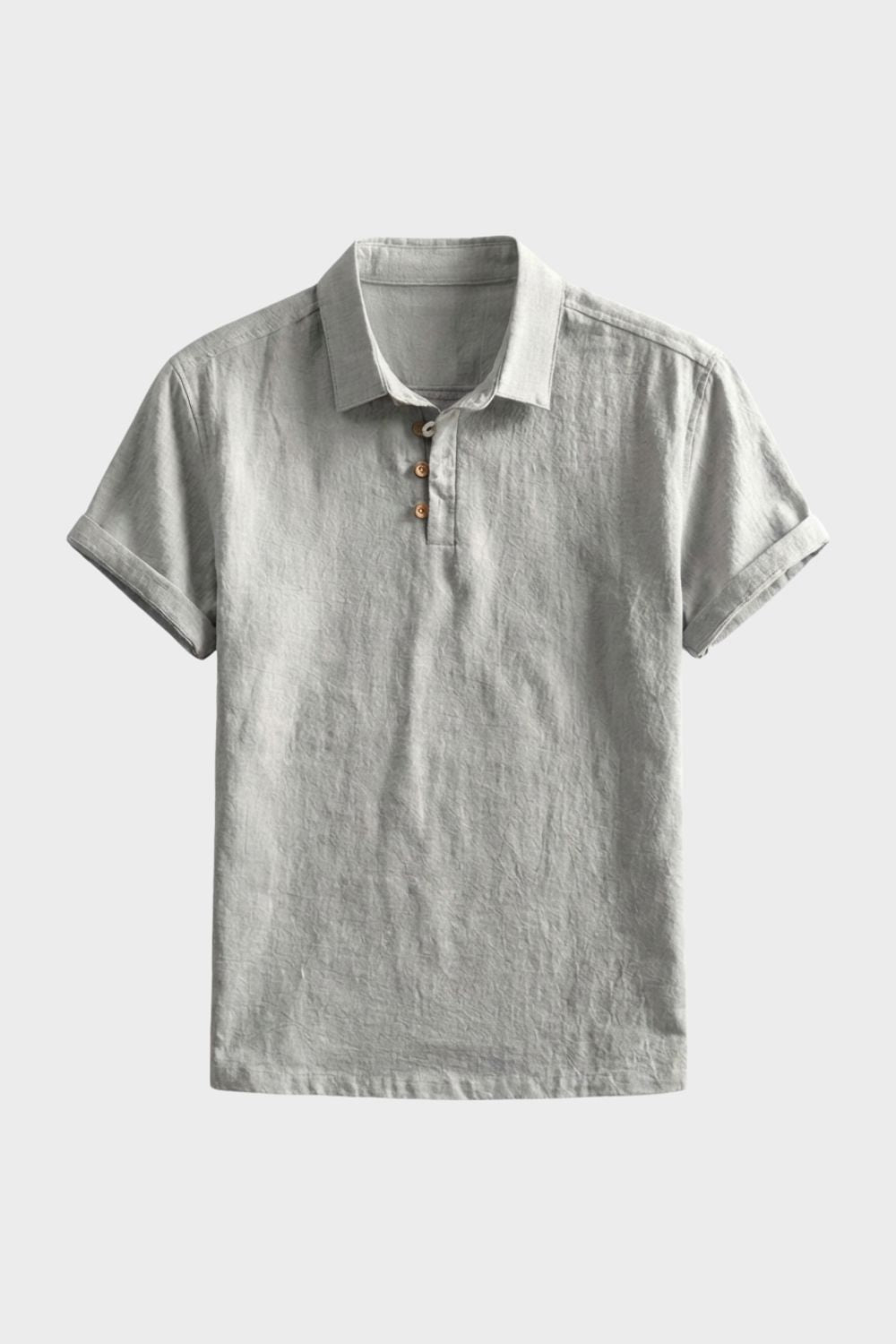 Herren Henley-Polo Naturleinen Stehkragen – Lifestyle-Look