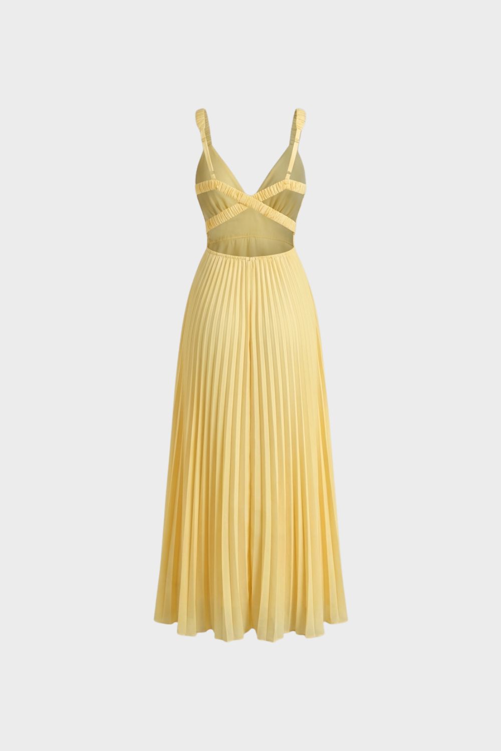 Damen Plissee-Maxikleid V-Neck Satin – Sicht von oben