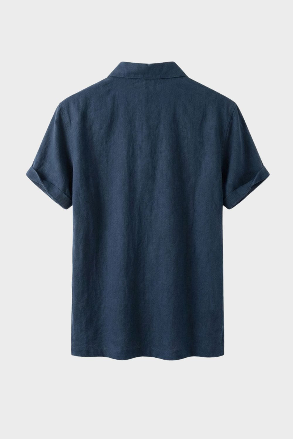 Herren Henley-Polo Naturleinen Stehkragen – Detail-Ansicht