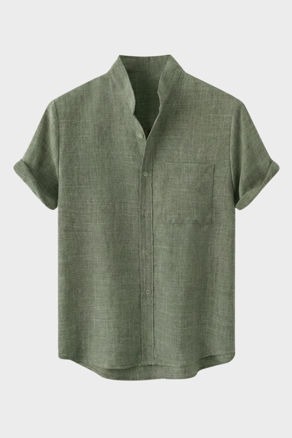 Herren Sommerhemd Mandarin-Kragen Cotton-Crepe – Lifestyle-Look