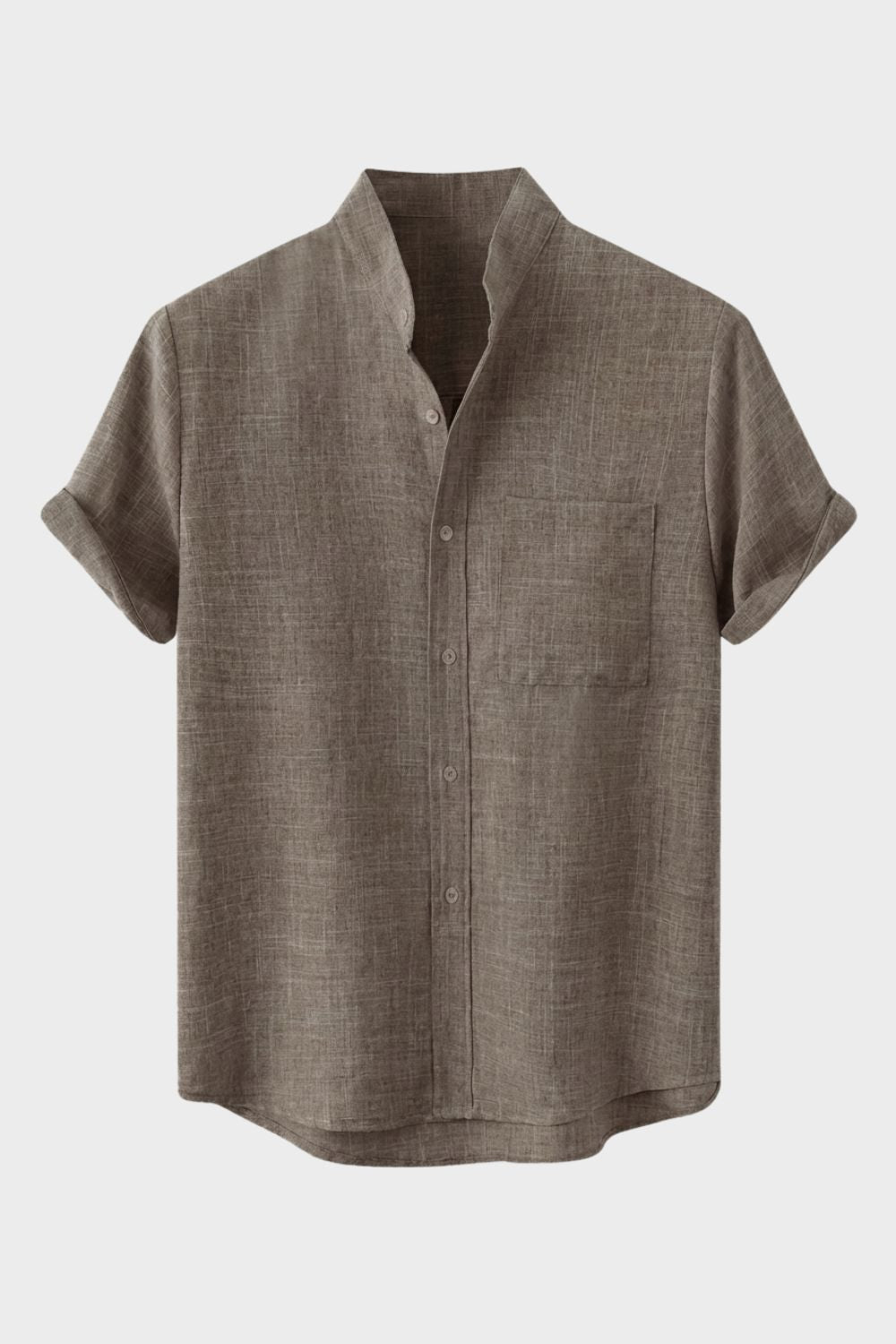 Herren Sommerhemd Mandarin-Kragen Cotton-Crepe – Material-Detail