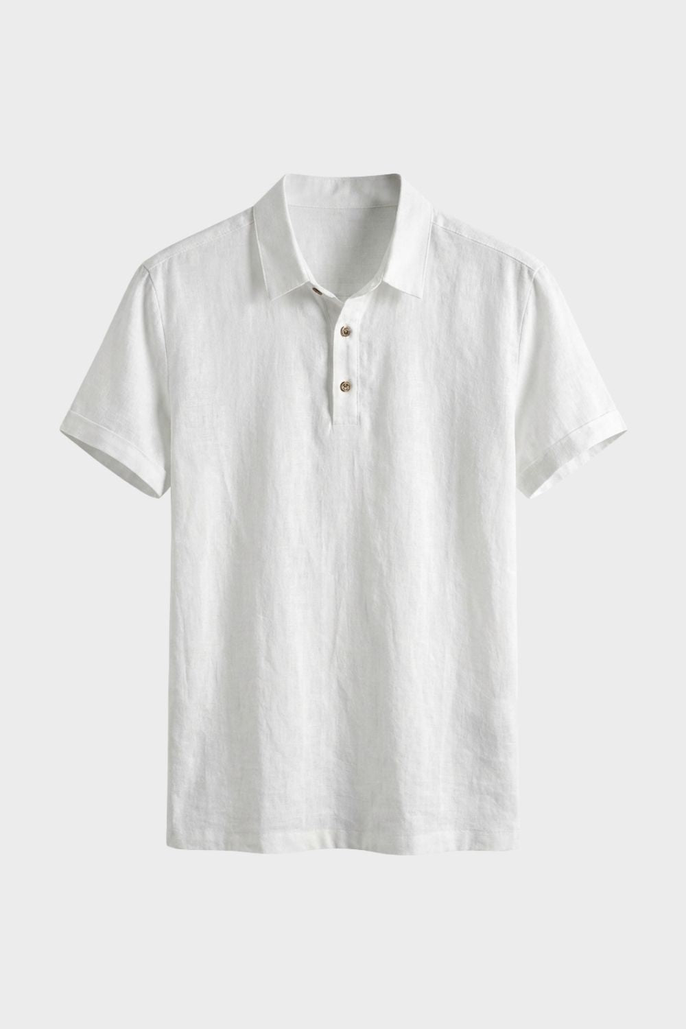 Herren Henley-Polo Naturleinen Stehkragen – Material-Detail