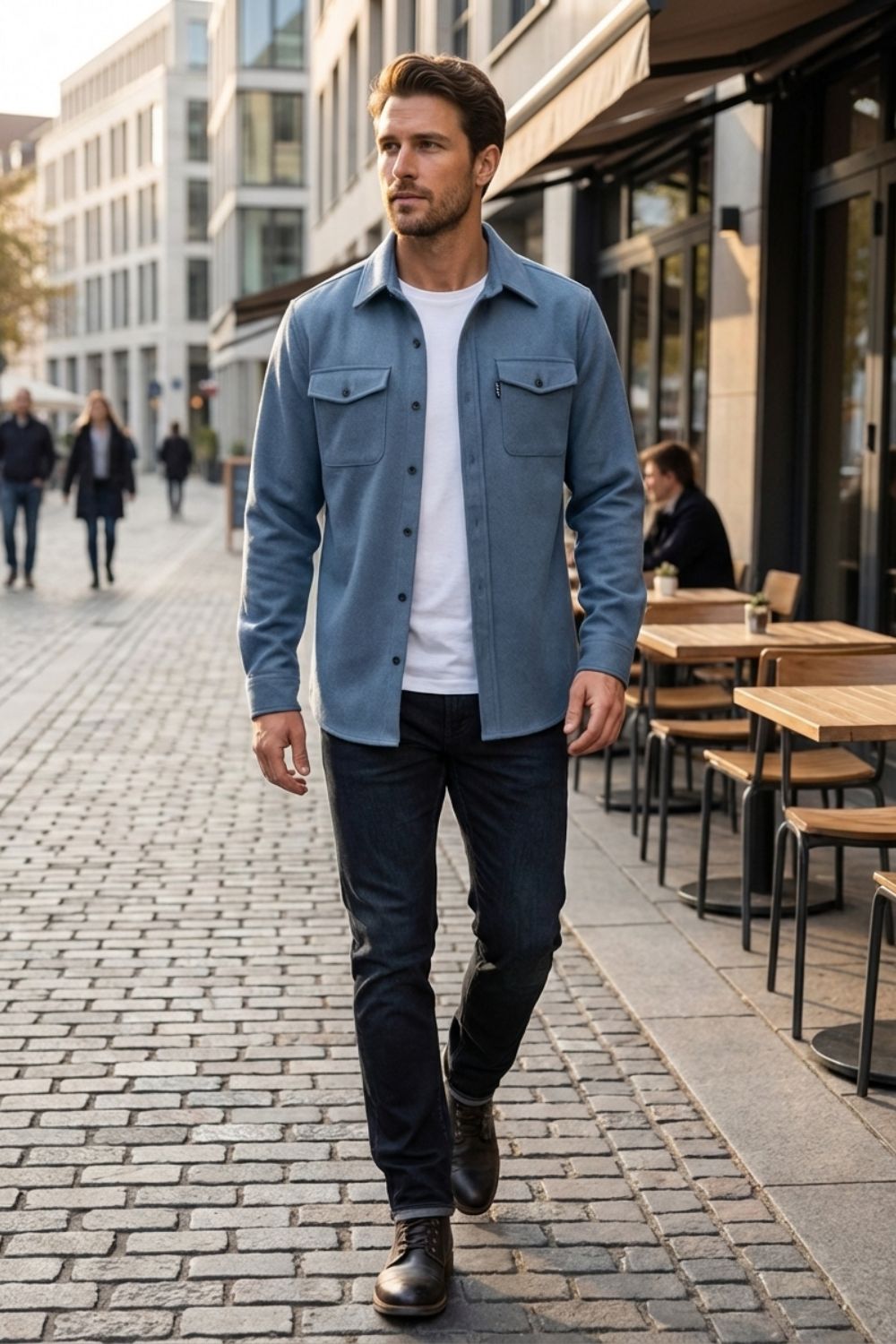 Herren Overshirt Twill Flap-Pockets – Sicht von oben
