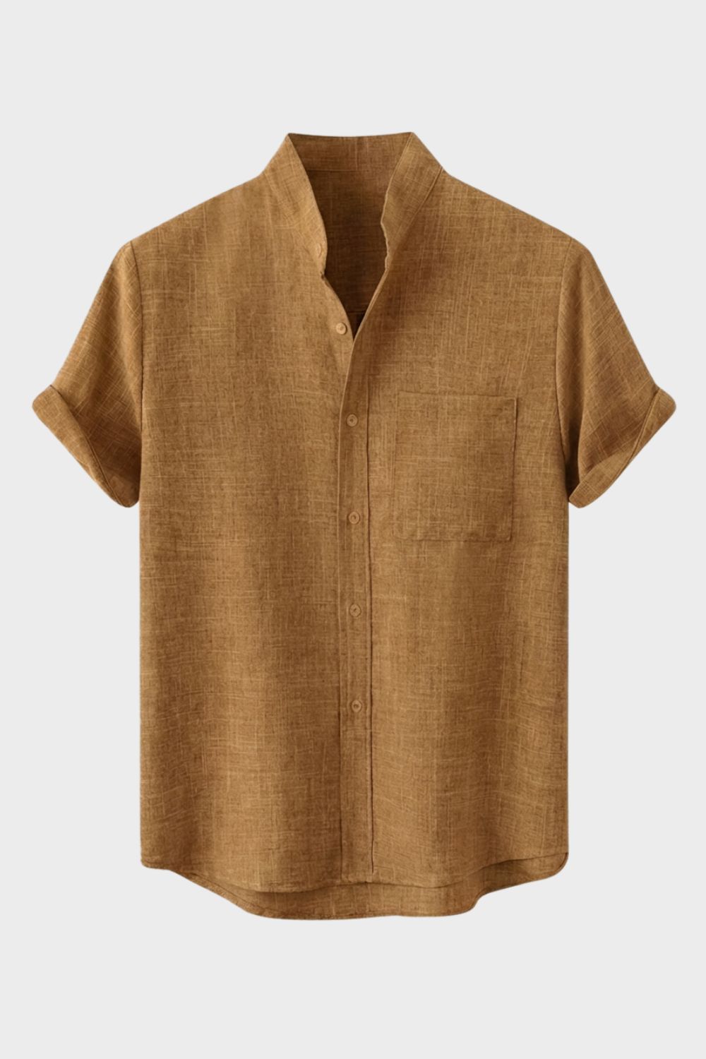 Herren Sommerhemd Mandarin-Kragen Cotton-Crepe – Rückansicht