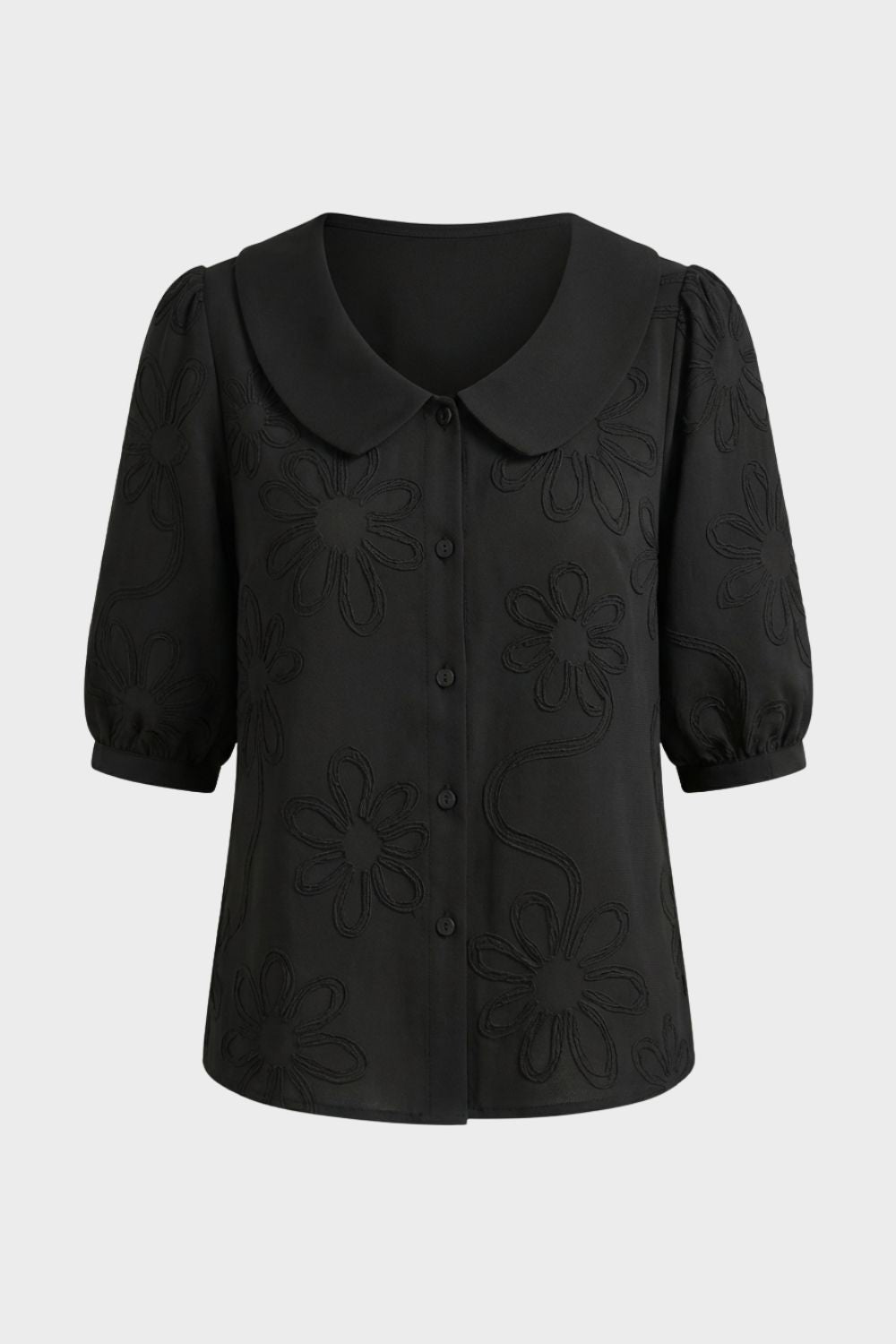 Damen Daisy-Bluse Peter-Pan Puffärmel – Material-Detail