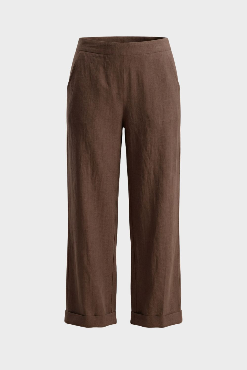 Damen Leinen 7/8-Hose Elastik-Bund – Material-Detail