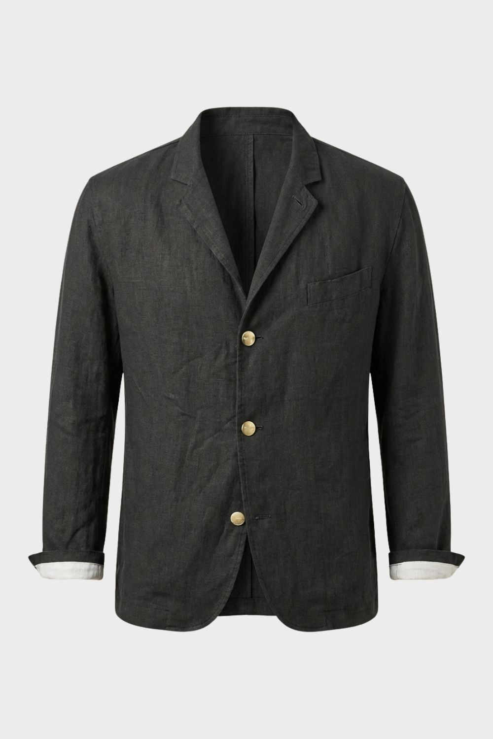 Herren Leinen-Sakko Notch-Revers 3-Knopf – Material-Detail
