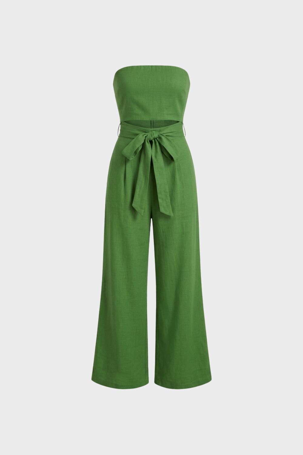 Damen Bandeau-Jumpsuit Wide-Leg Schleife – Rückansicht