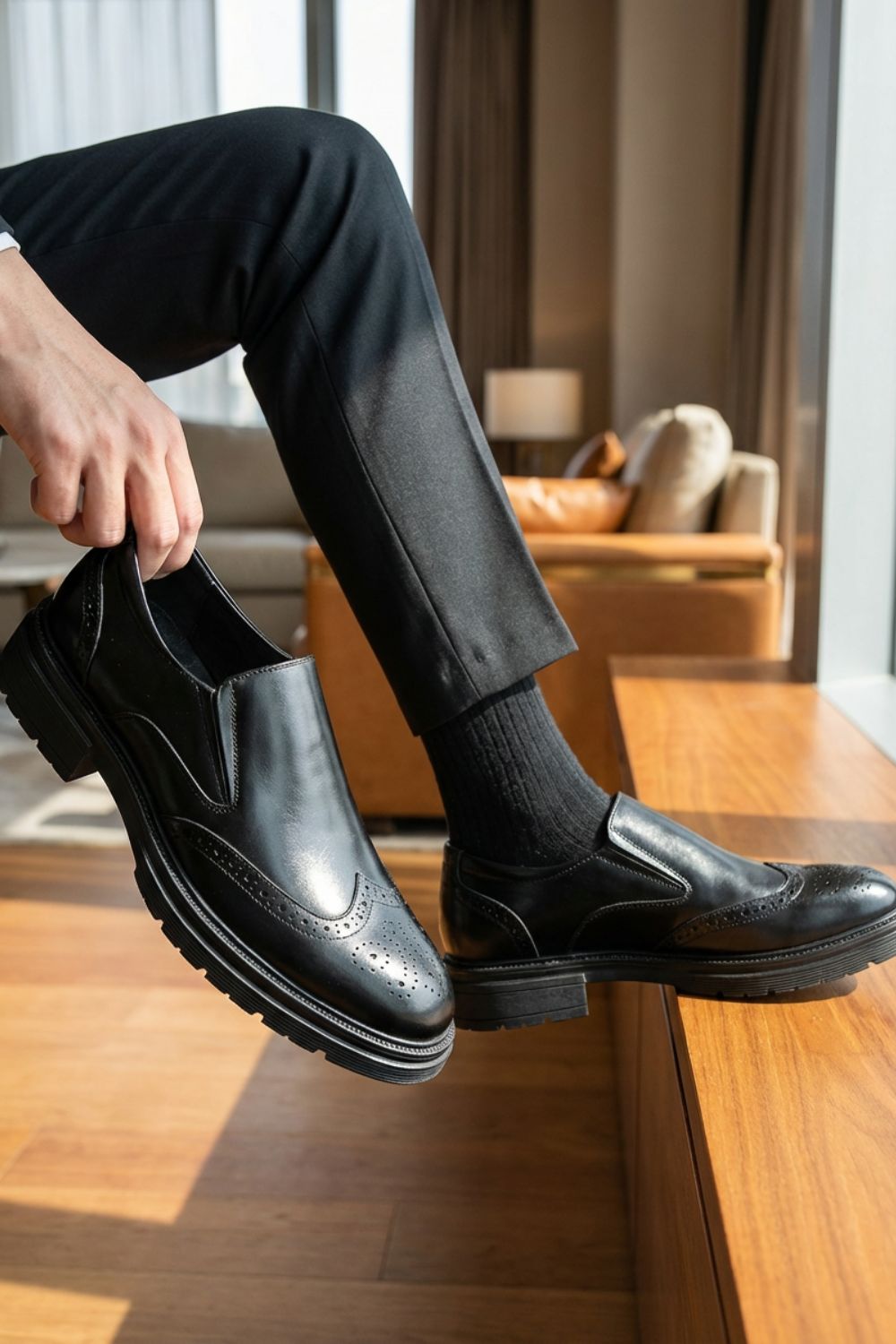 Herren Slip-On Anzugschuhe Halbschuh – Sicht von oben