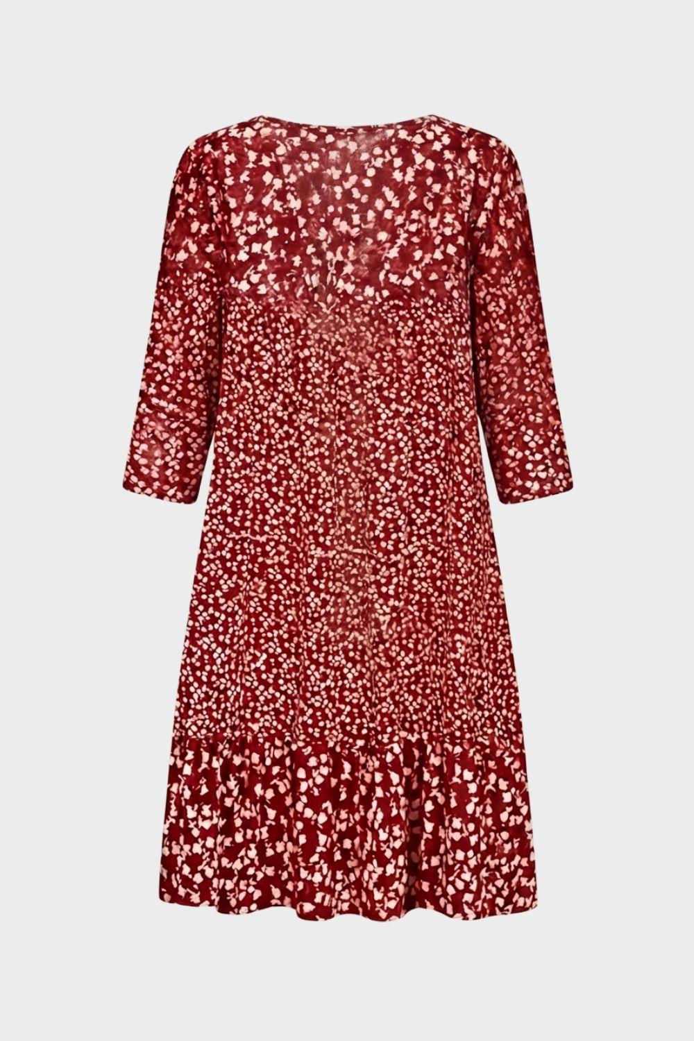 Damen Print-Minikleid Tiered 3/4-Ärmel – Detail-Ansicht