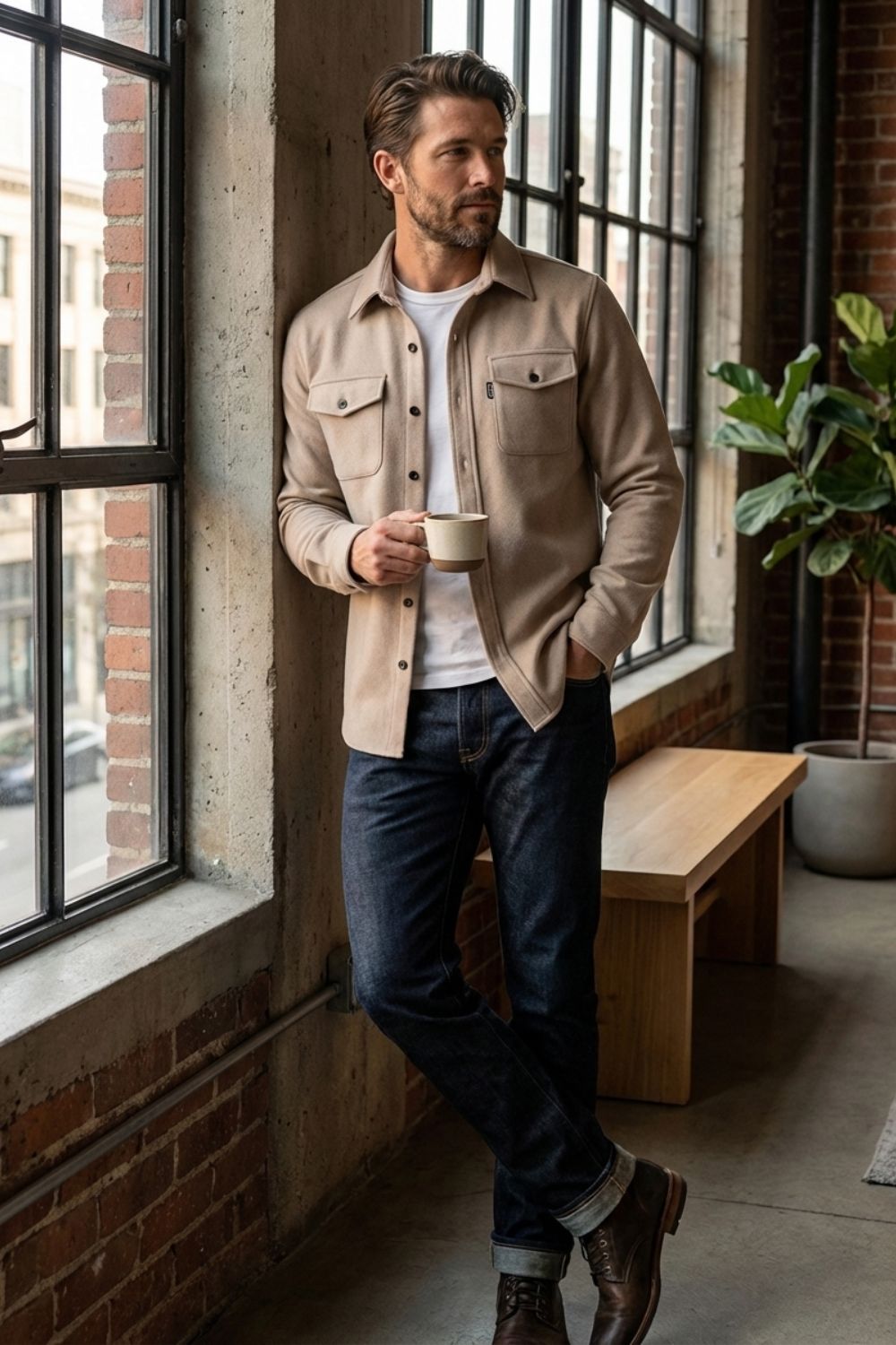 Herren Overshirt Twill Flap-Pockets – Detail Verarbeitung