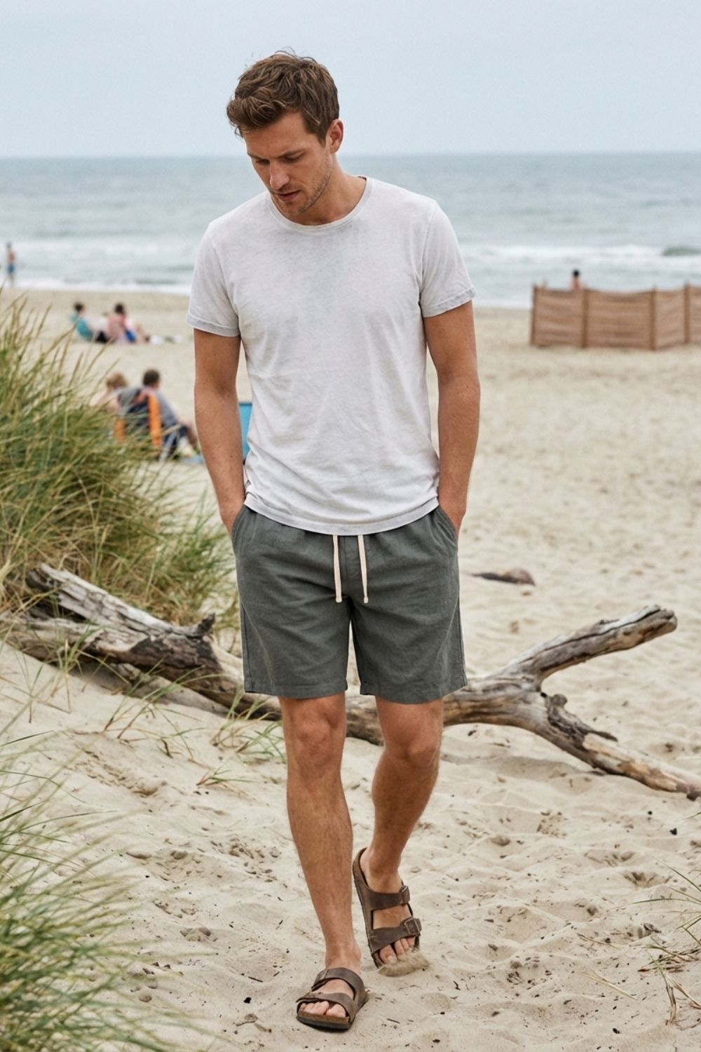 Herren Leinen-Shorts Bermuda Tunnelzug – Detail Verarbeitung