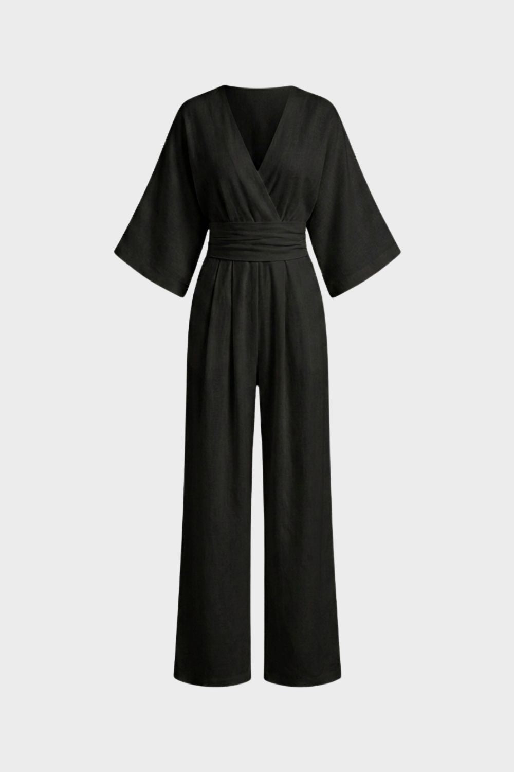 Damen Wickel-Jumpsuit V-Neck Cross-over – Material-Detail