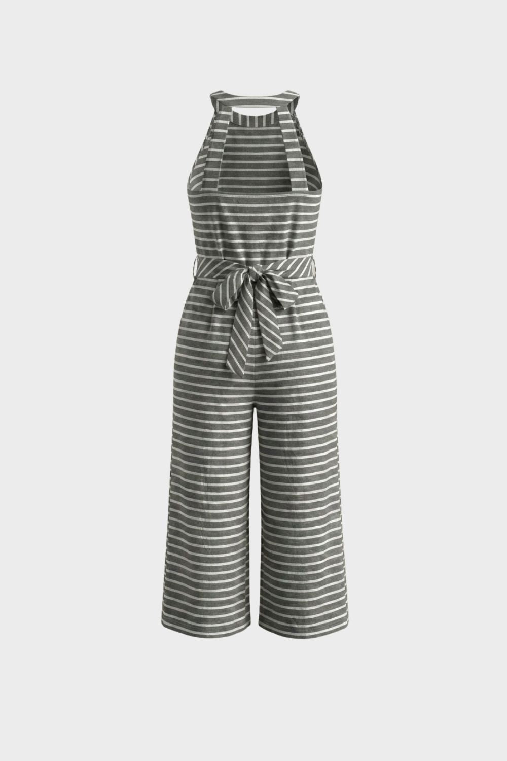 Damen Halterneck-Jumpsuit Streifen Wide-Leg – Detail-Ansicht