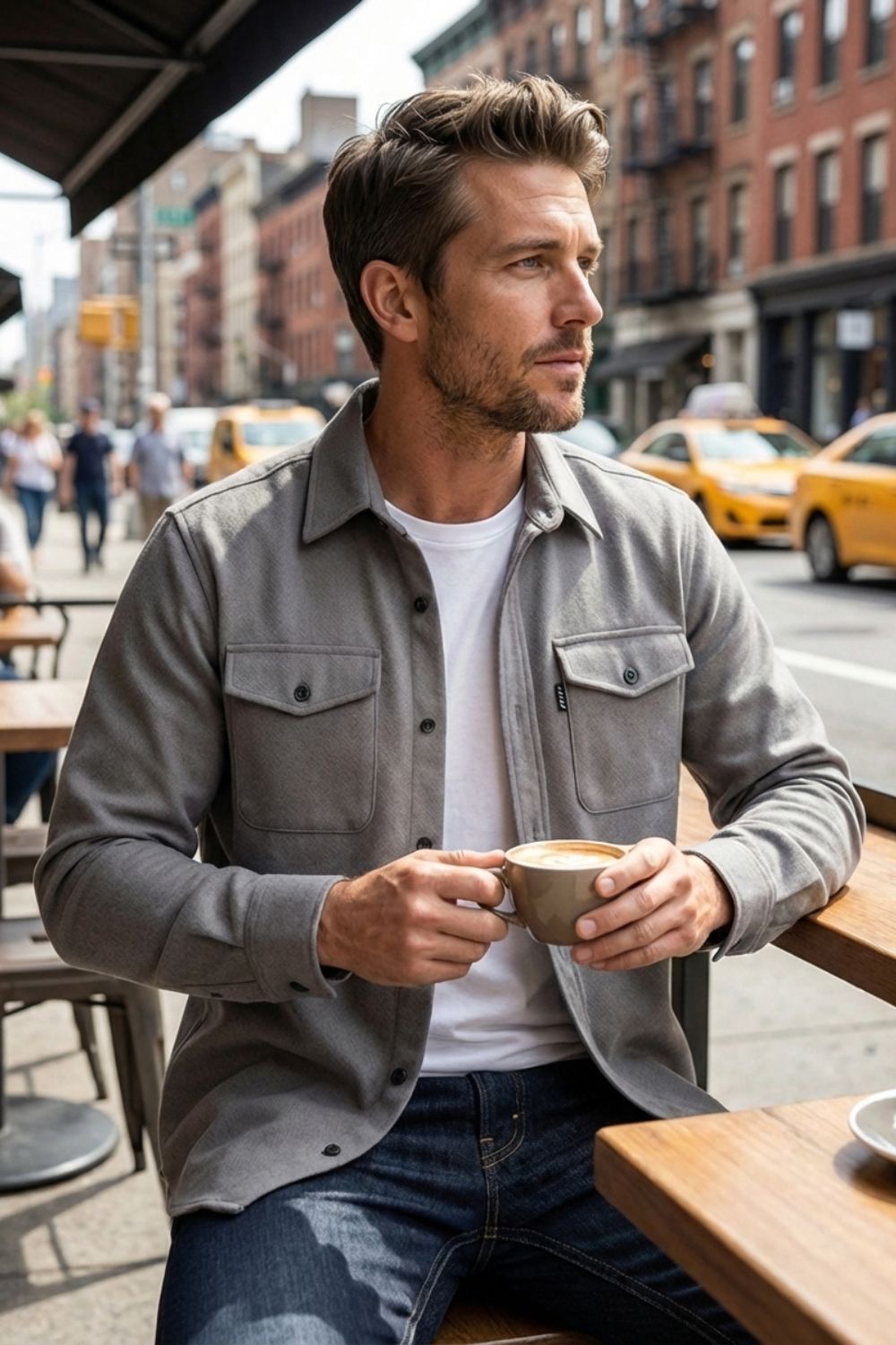 Herren Overshirt Twill Flap-Pockets – Tragestil-Beispiel