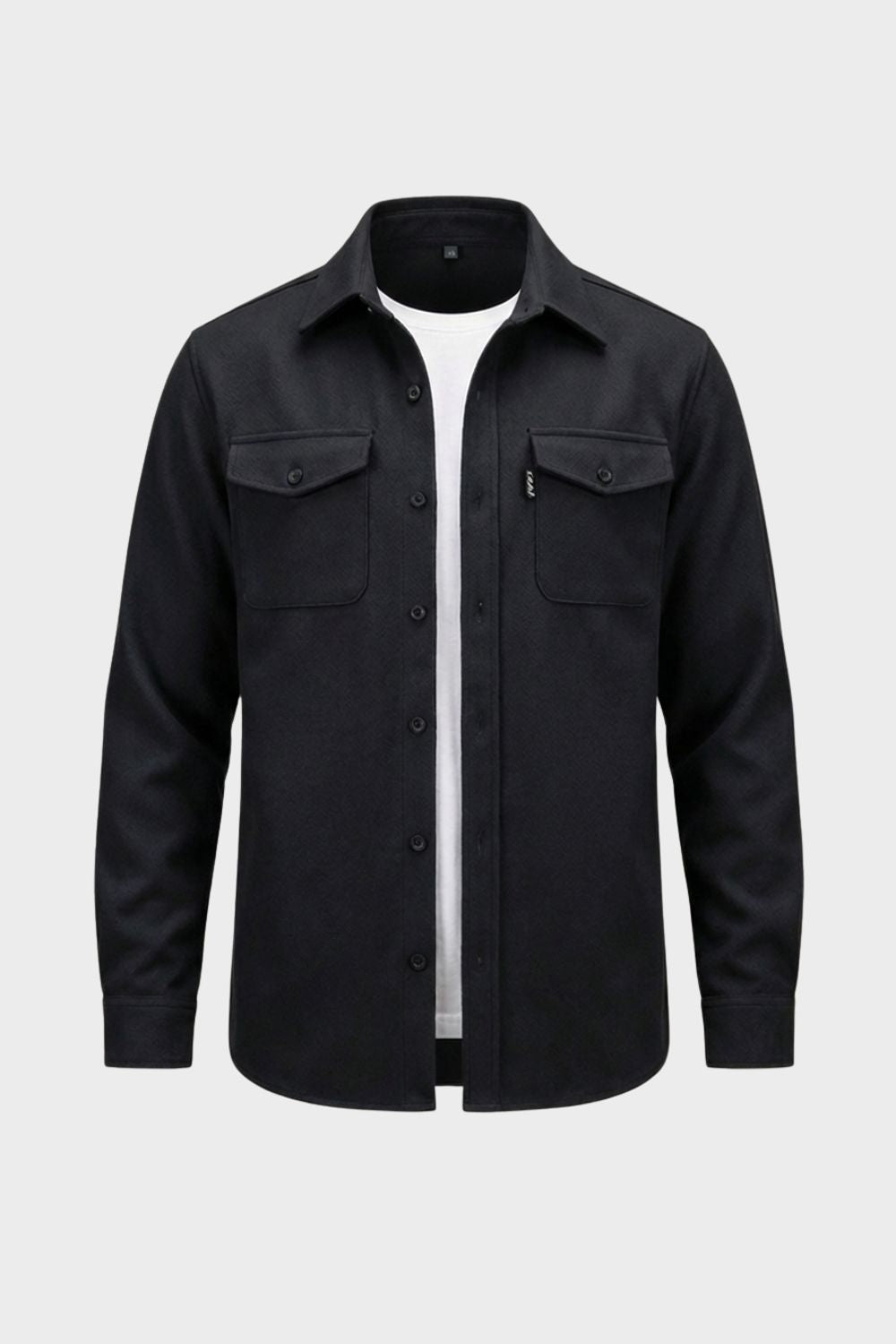 Herren Overshirt Blau Flap-Pockets – Trage-Detail