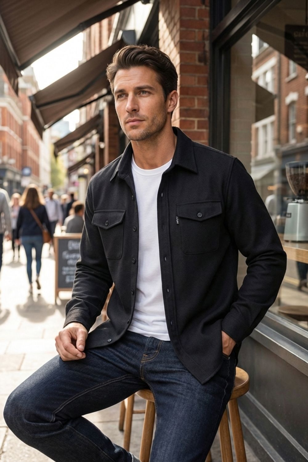 Herren Overshirt Twill Flap-Pockets – Outfit-Look