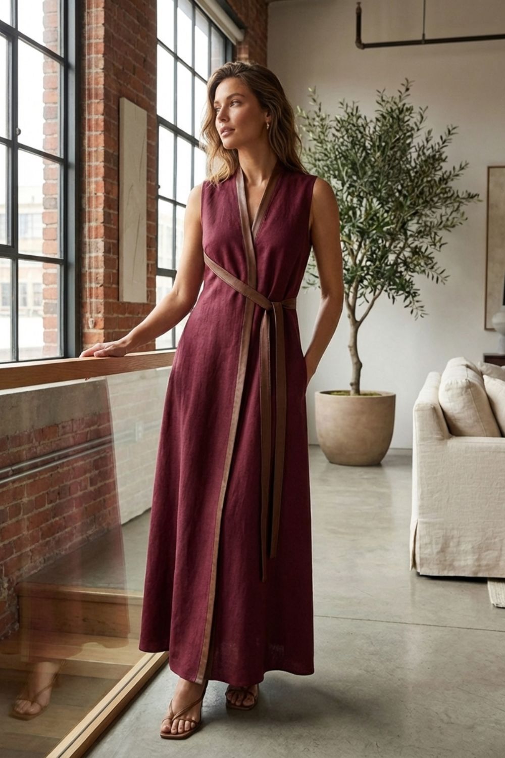 Damen Sommer-Maxikleid A-Linie Taillengürtel – Styling-Inspiration