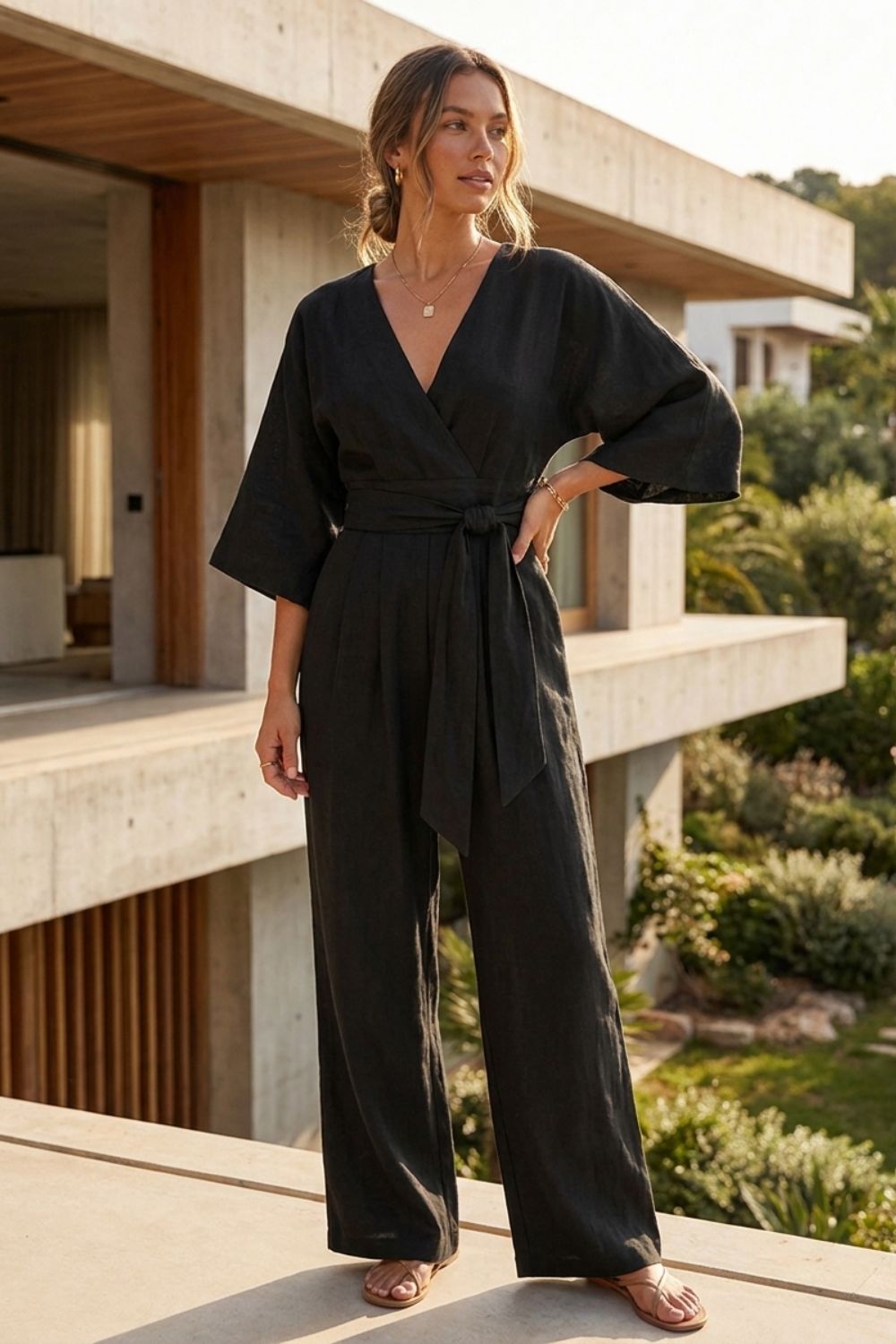 Damen Wickel-Jumpsuit V-Neck Cross-over – Größentabelle