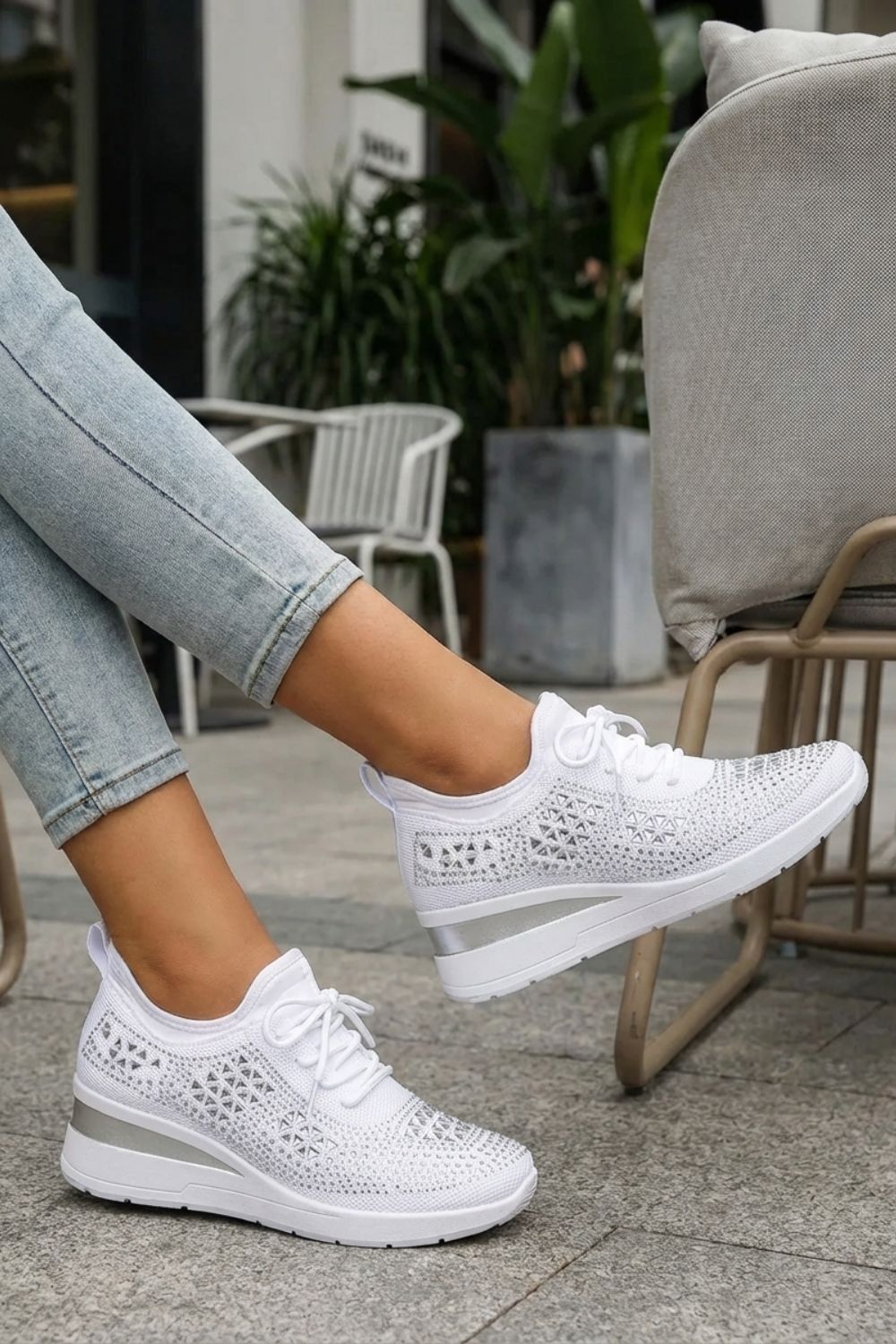 Damen Glitzer-Sneaker Strass Mesh – Sicht von oben