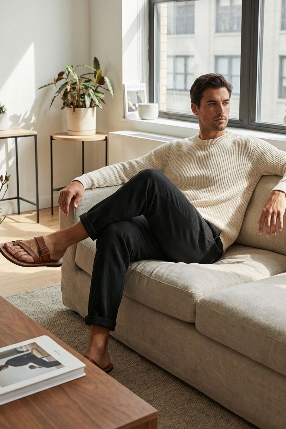 Herren Relaxed-Linenhose Loose-Fit – Größentabelle