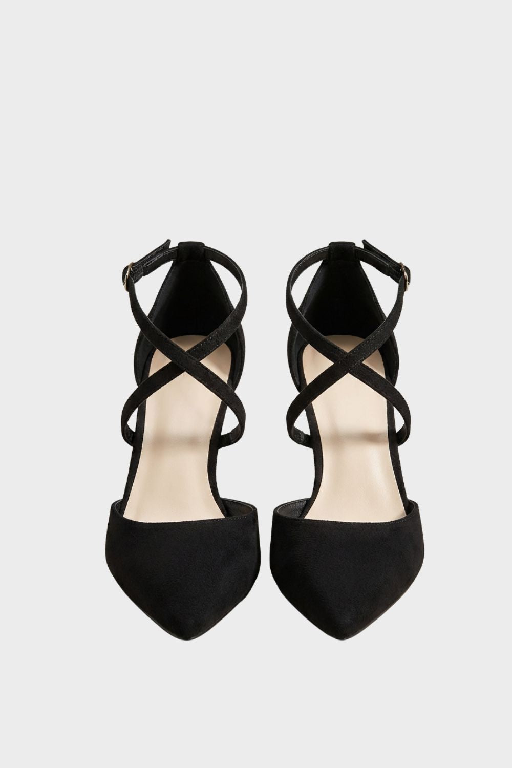 Damen Riemchen-Pumps Stiletto Schwarz Velours – Hauptansicht
