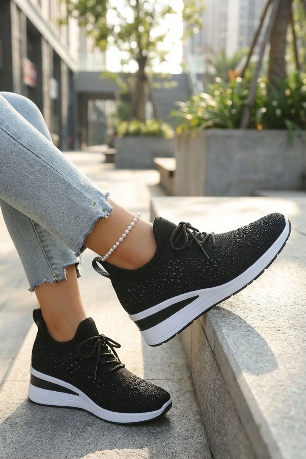 Damen Glitzer-Sneaker Strass Mesh – Styling-Inspiration