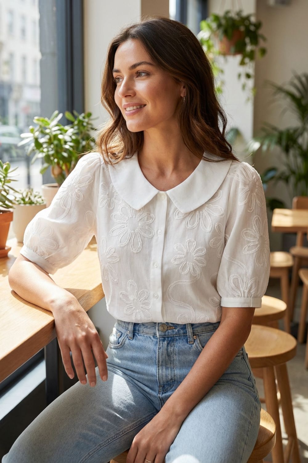 Damen Daisy-Bluse Peter-Pan Puffärmel – Größentabelle