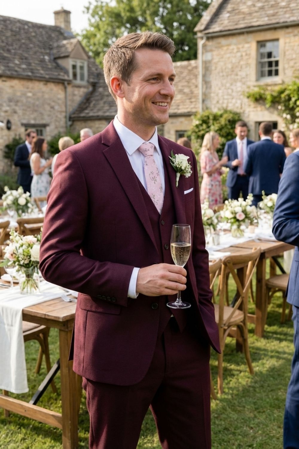 Herren Hochzeitsanzug 3-teilig Slim | Weste