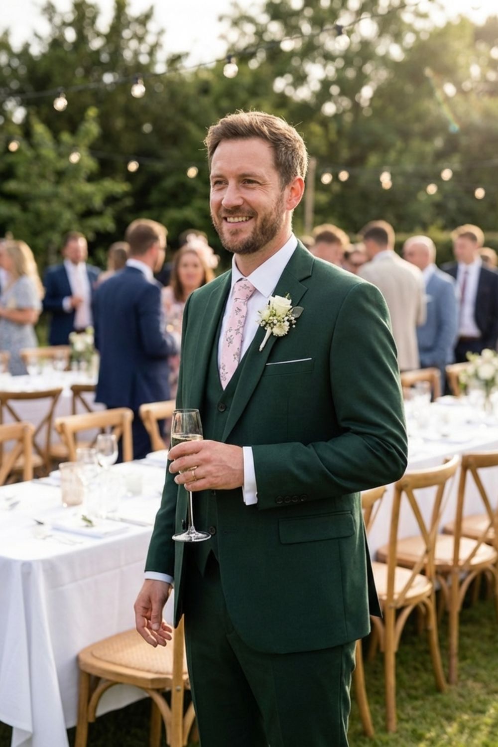 Herren Hochzeitsanzug 3-teilig Slim Weste – Side-Profile