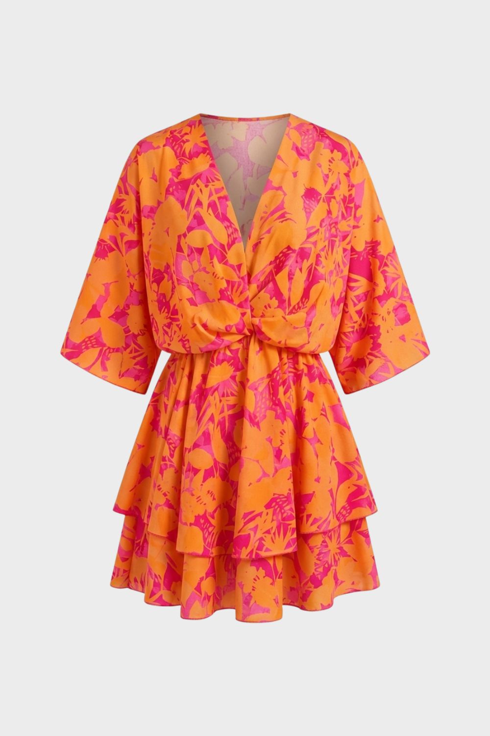 Damen Floral-Minikleid Kimono-Sleeves – Hauptansicht