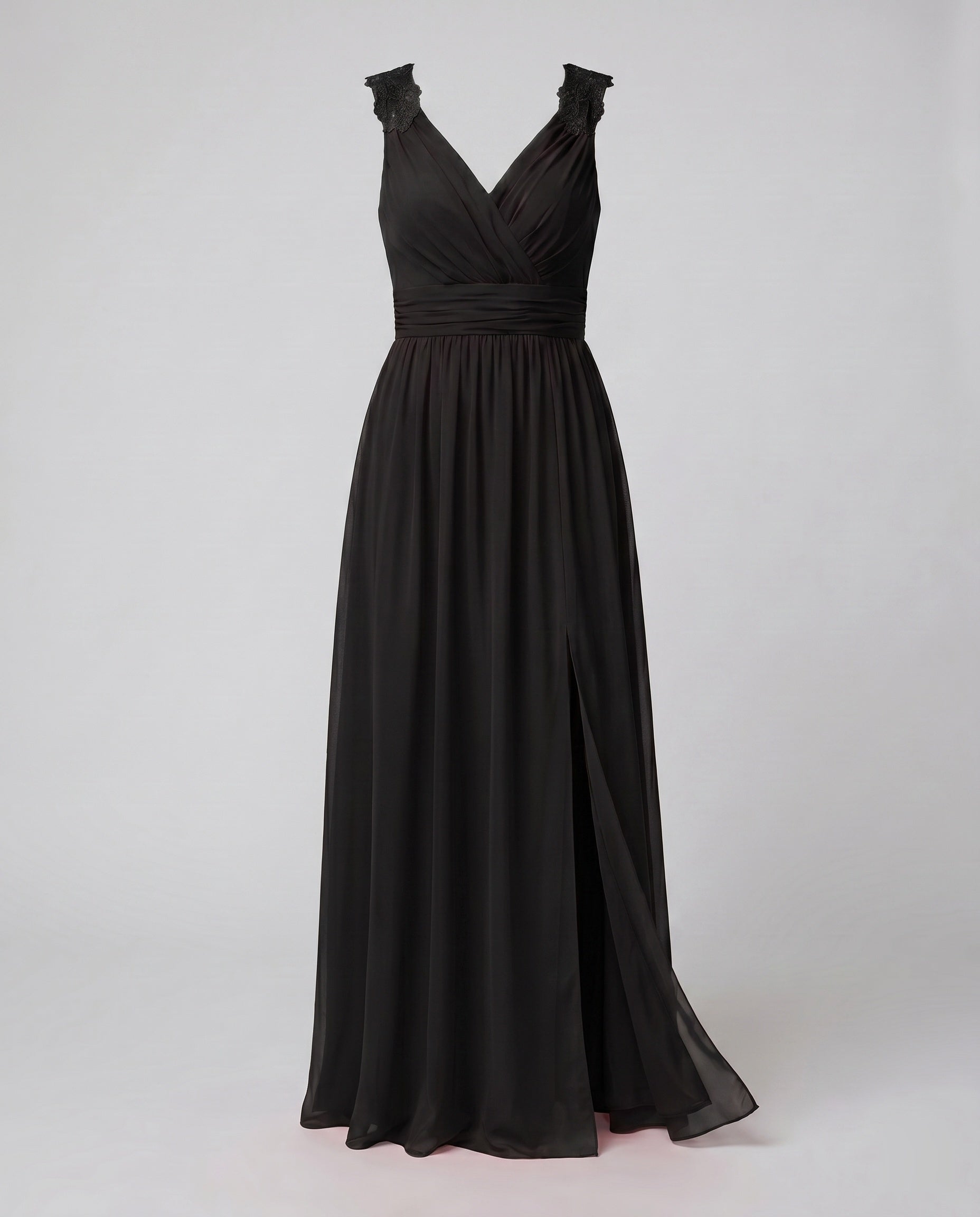 Damen Abendkleid V-Ausschnitt Langarm Maxi – Detail Verarbeitung