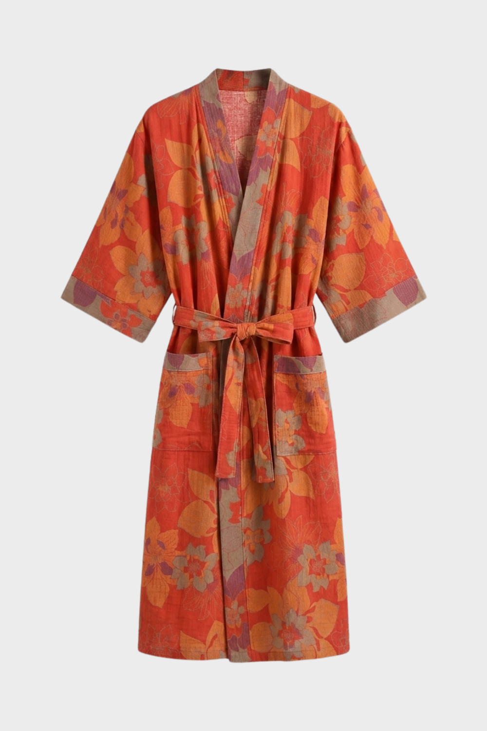 Damen Kimono | Bademantel knielang Gürtel