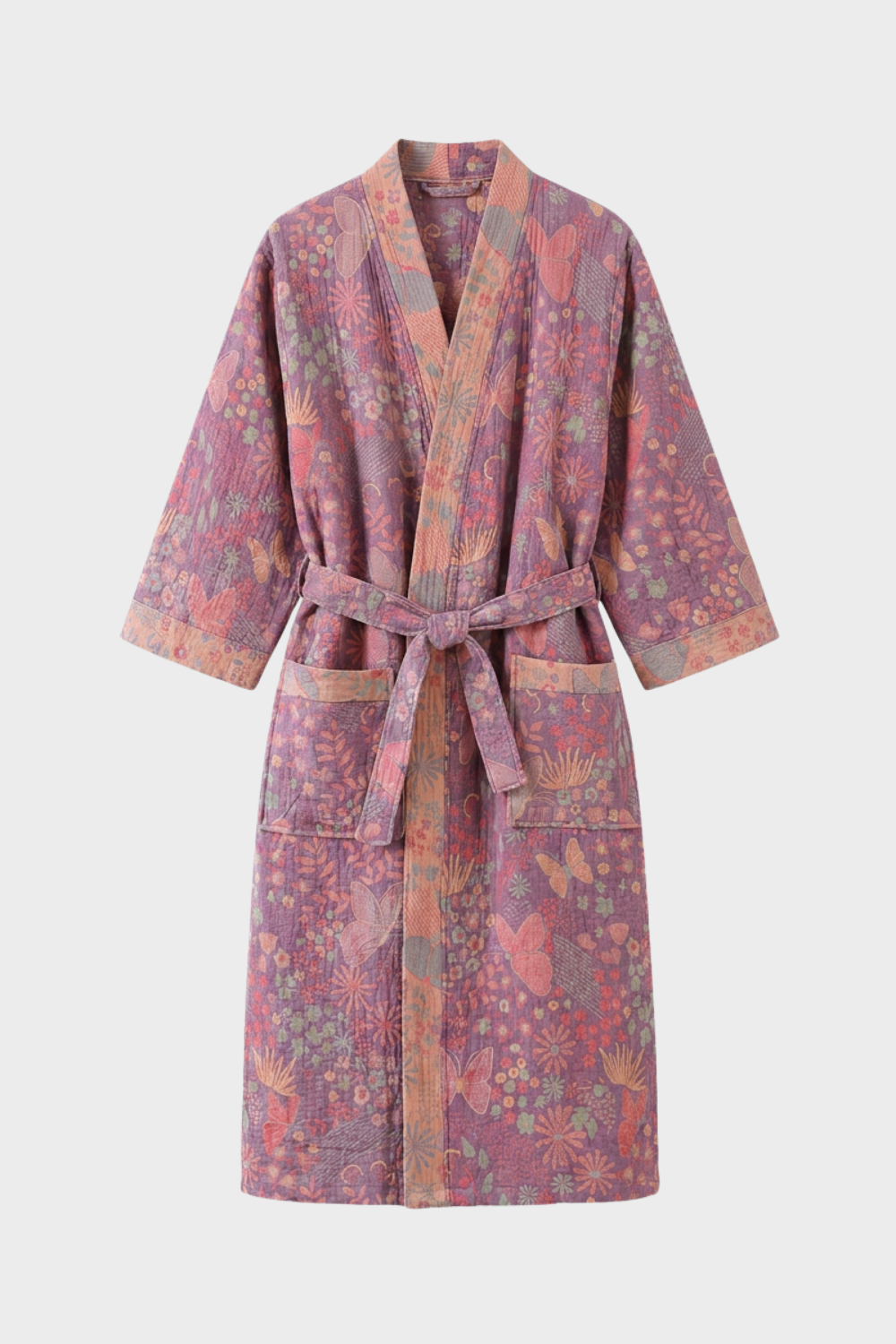 Damen Kimono | Bademantel knielang Gürtel