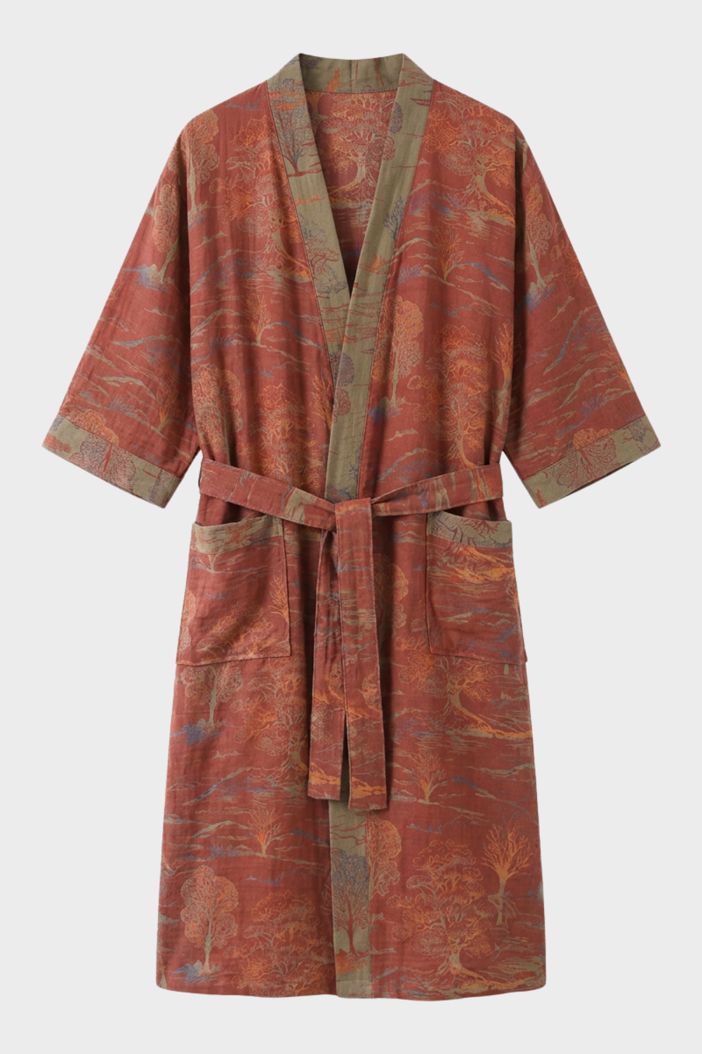 Damen Kimono | Bademantel knielang Gürtel