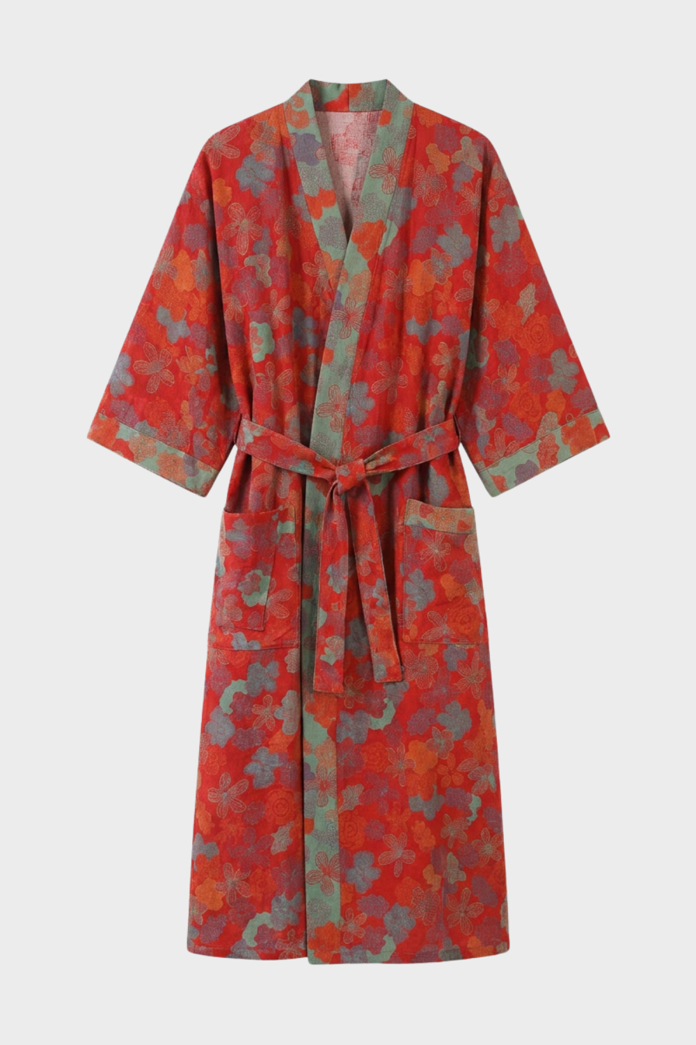 Damen Kimono | Bademantel knielang Gürtel