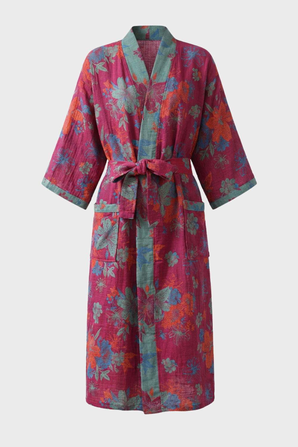 Damen Kimono | Bademantel knielang Gürtel