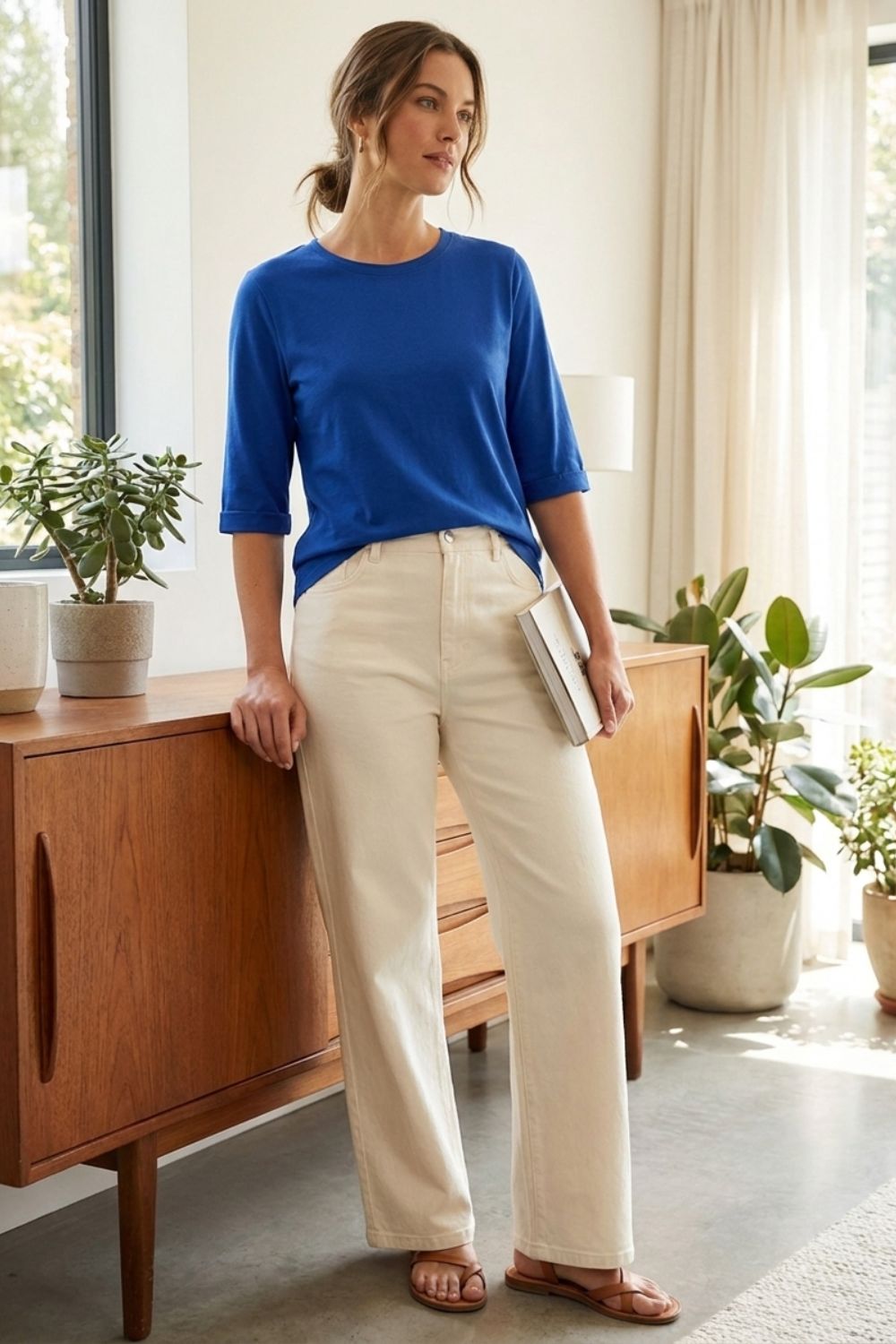 Damen Basic-T-Shirt Rundhals Kurzarm – Color-Detail